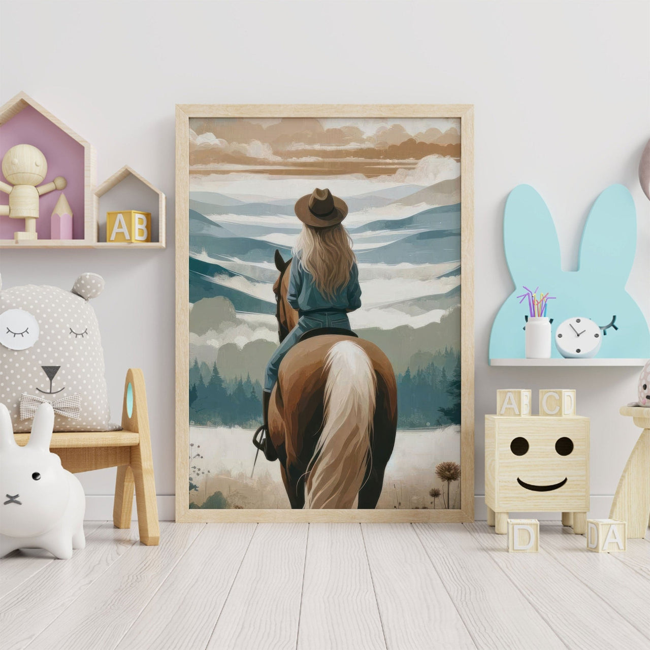 Young Girl Horse Print – Equestrian Nursery Wall Decor