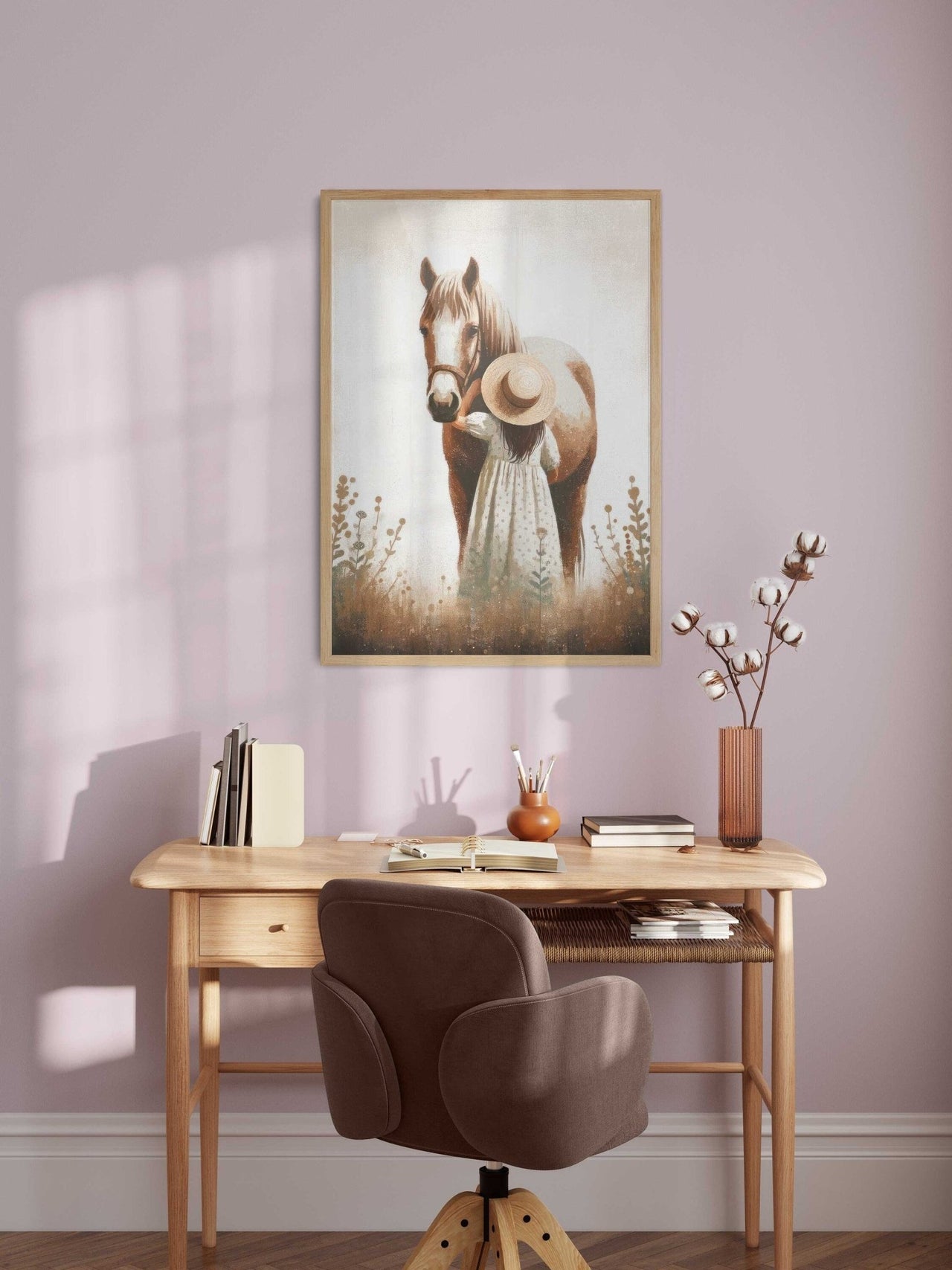 Girl and Horse Wall Art – Equestrian Kids Room Print