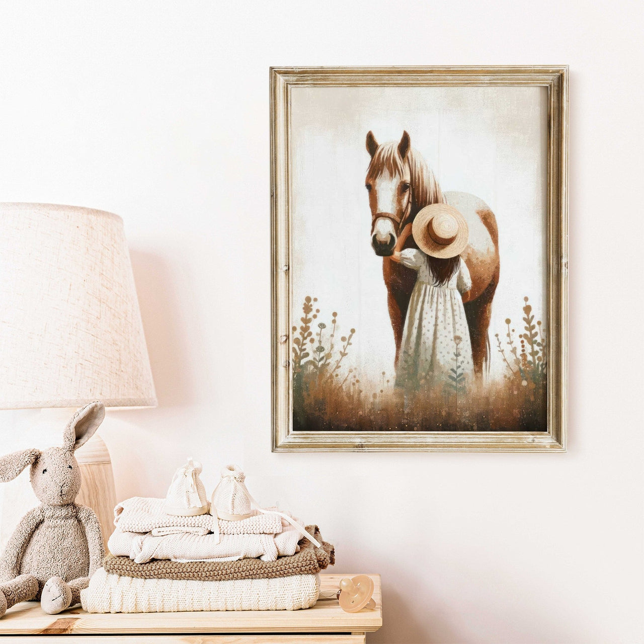 Girl and Horse Wall Art – Equestrian Kids Room Print