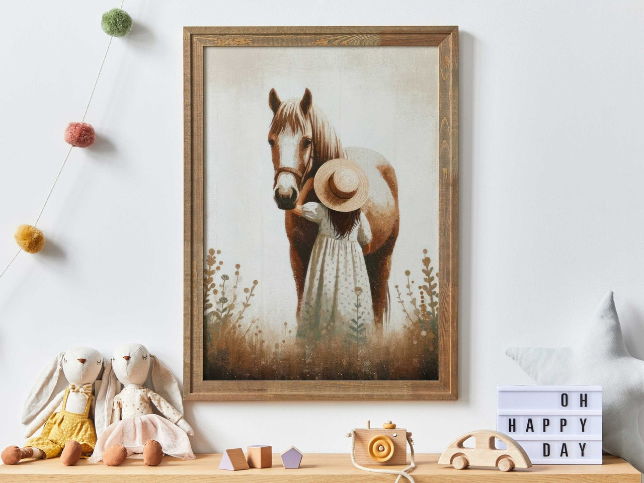 Girl and Horse Wall Art – Equestrian Kids Room Print