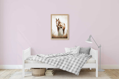 Girl & Horse Prints, Kids Wall Decor, Gifts for Young Equestrians - WildfieldPrints