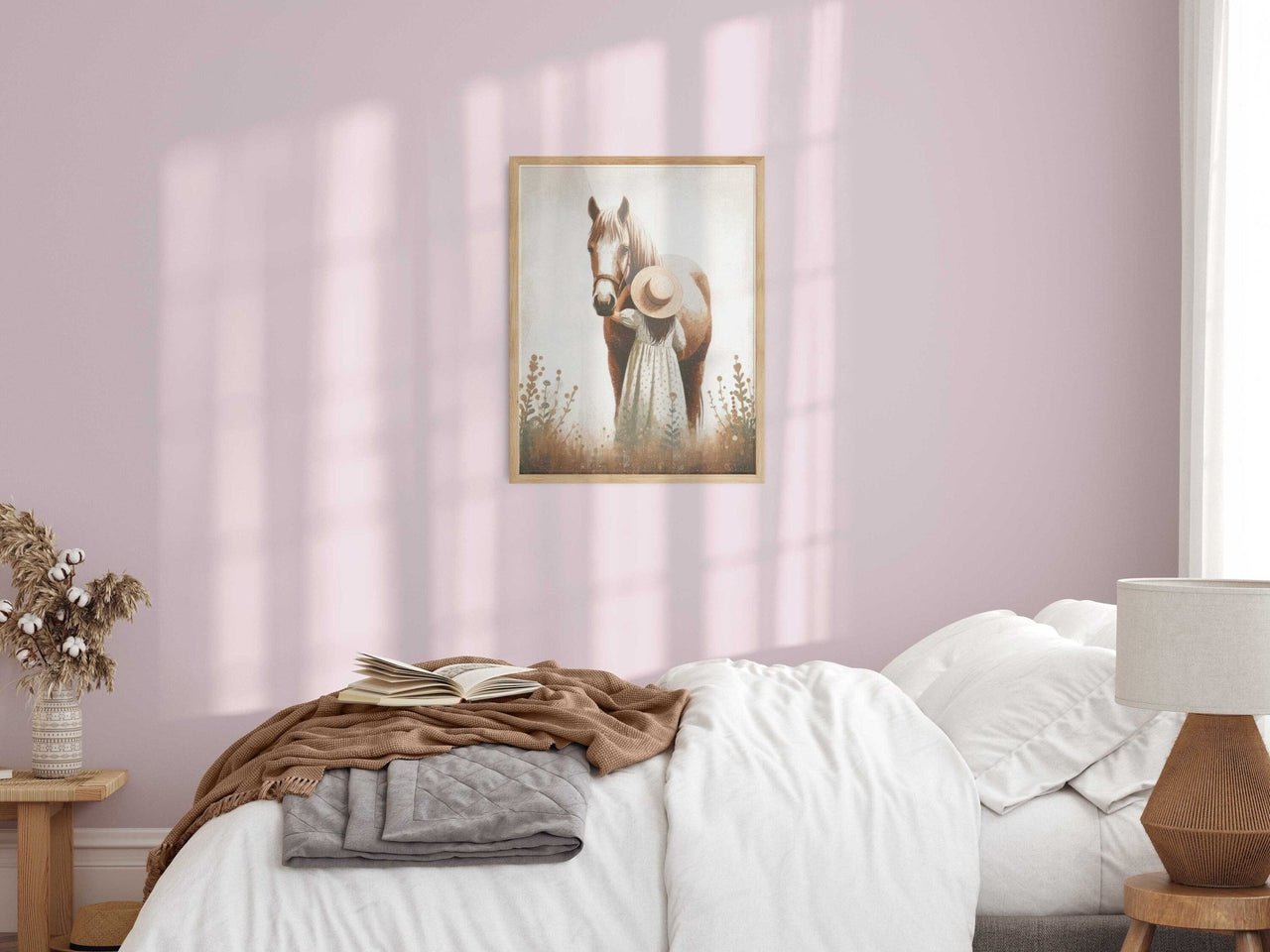 Girl and Horse Wall Art – Equestrian Kids Room Print
