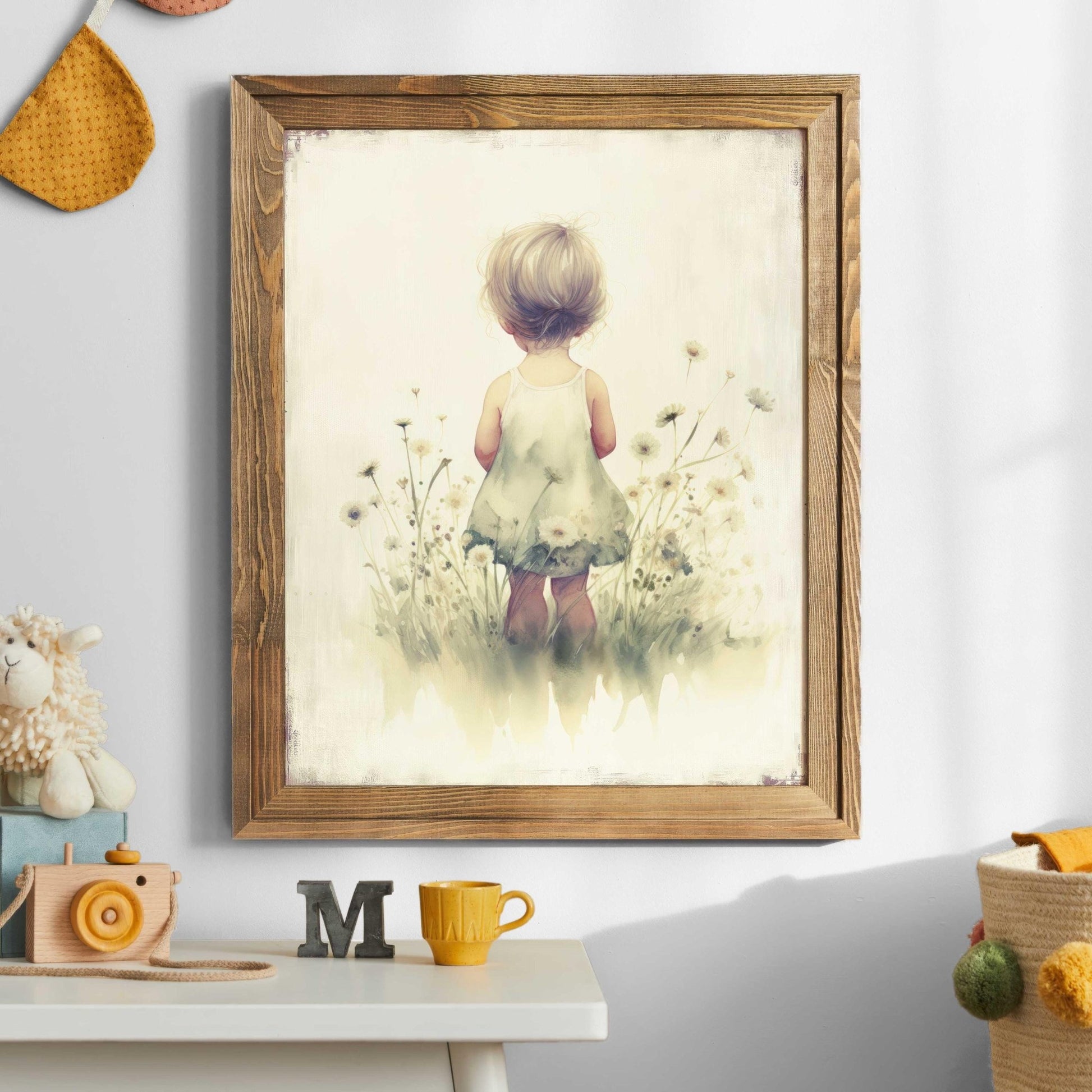 Girl in Wildflower Field Prints, Nursery Wall Decor, Toddler Room Art - WildfieldPrints