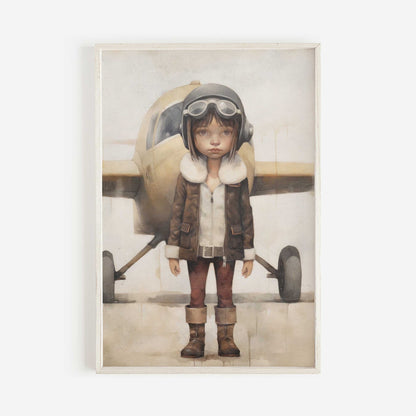 Girl Nursery Prints, Empowering Artwork, Vintage Airplane Decor - WildfieldPrints