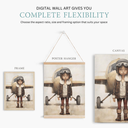 Girl Nursery Prints, Empowering Artwork, Vintage Airplane Decor - WildfieldPrints
