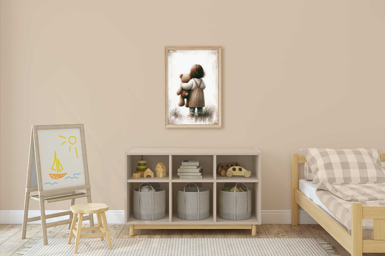Teddy Bear Print – Vintage Nursery Wall Art for Girls
