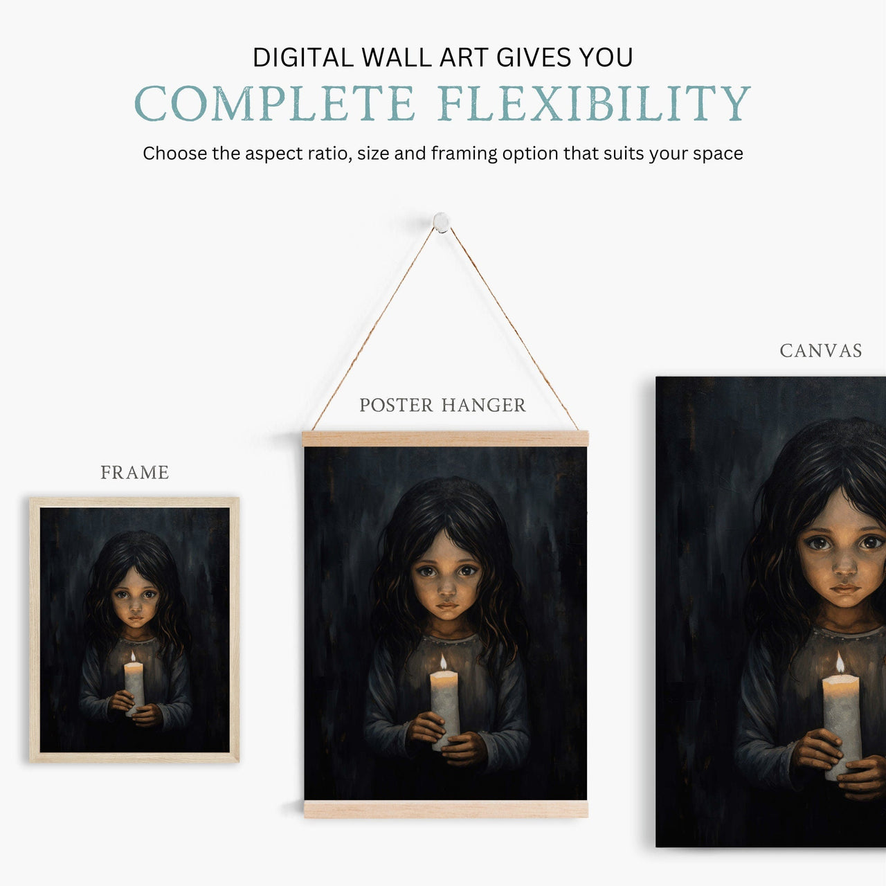 Candlelight Girl Print – Vintage Nursery Wall Art for Kids