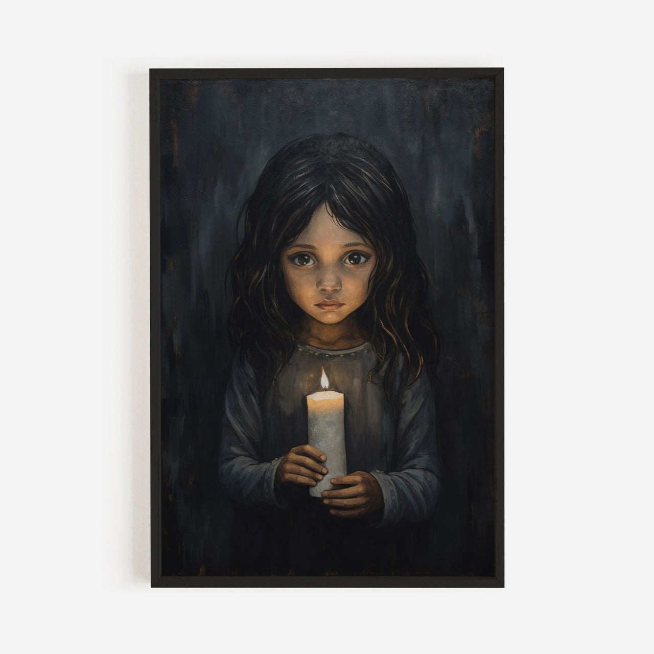 Candlelight Girl Print – Vintage Nursery Wall Art for Kids