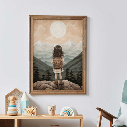 Girls Adventure Nursery Decor, Vintage Wall Art, Hiking Theme - WildfieldPrints