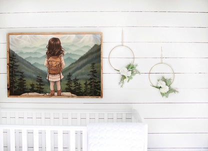 Girls Adventure Nursery Decor, Vintage Wall Art, Hiking Theme - WildfieldPrints