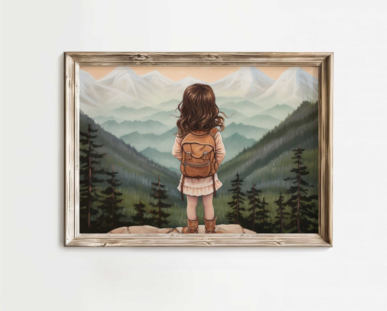 Little Girl Backpack Wall Art – Adventure Nursery Print