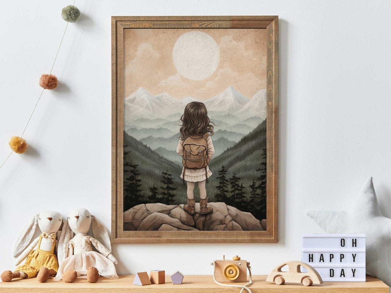 Girls Adventure Wall Art – Vintage Nursery Print for Girls Room