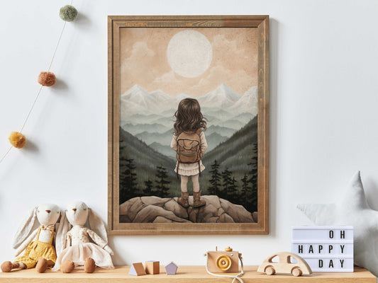 Girls Adventure Nursery Decor, Vintage Wall Art, Hiking Theme - WildfieldPrints