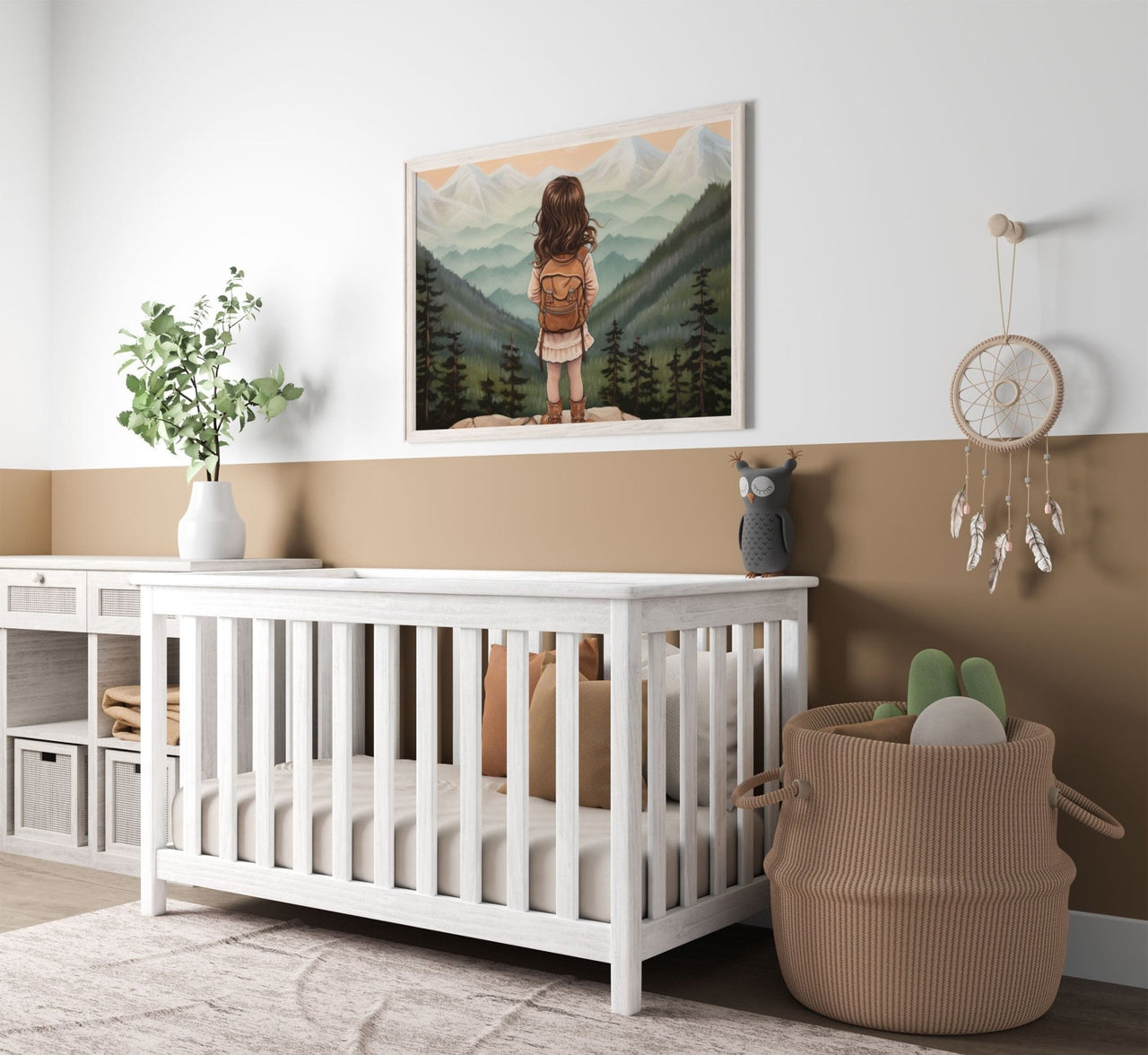 Little Girl Backpack Wall Art – Adventure Nursery Print