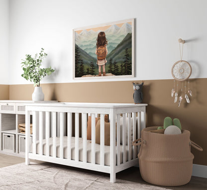 Girls Adventure Nursery Decor, Vintage Wall Art, Hiking Theme - WildfieldPrints