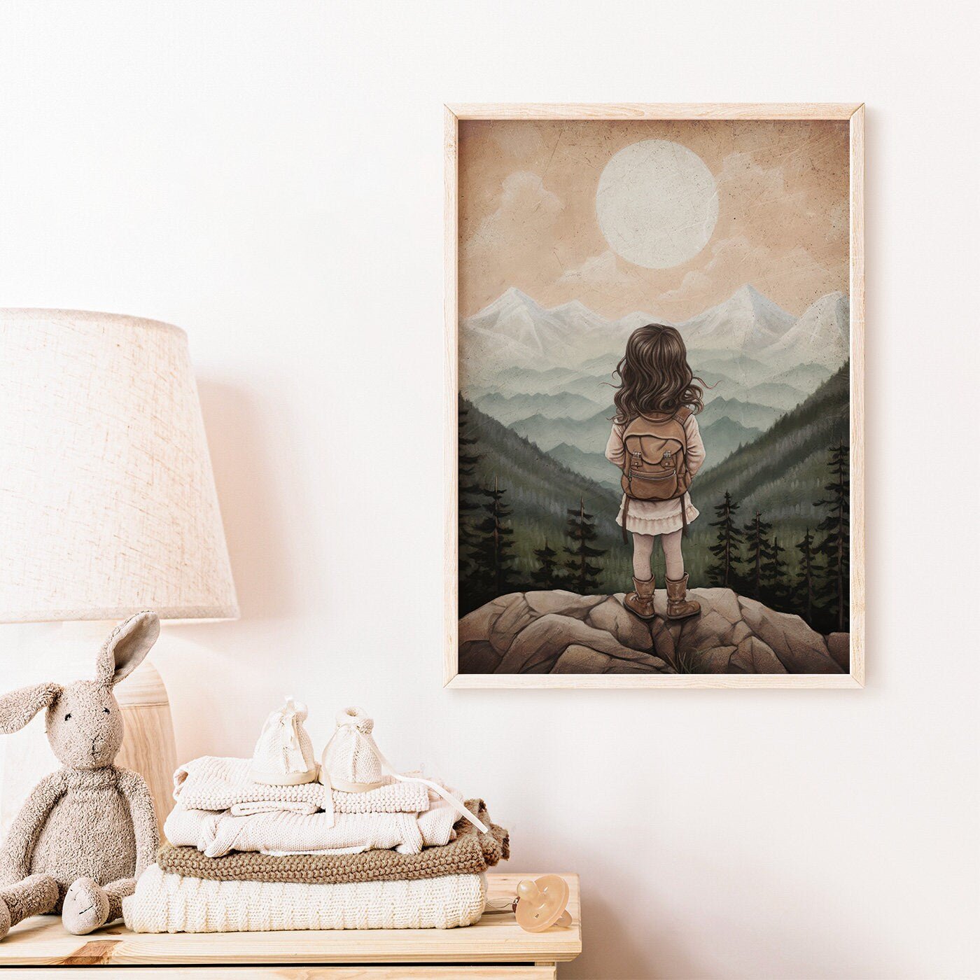 Girls Adventure Nursery Decor, Vintage Wall Art, Hiking Theme - WildfieldPrints