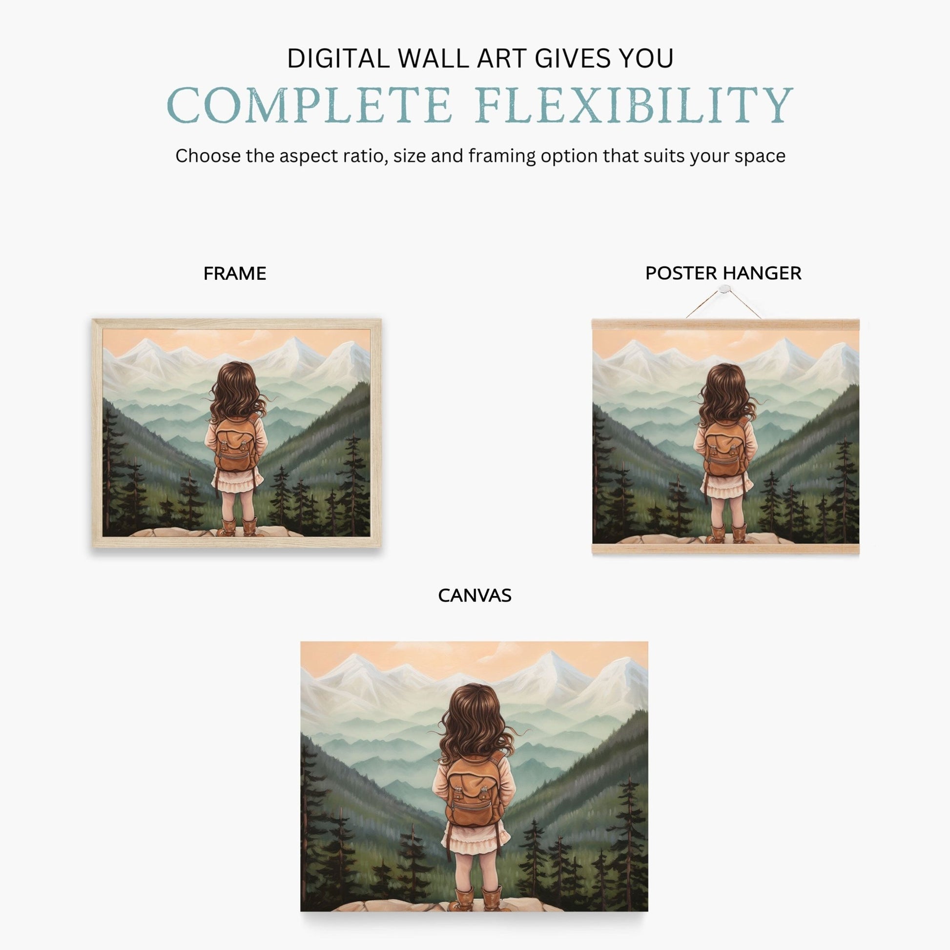 Girls Adventure Nursery Decor, Vintage Wall Art, Hiking Theme - WildfieldPrints