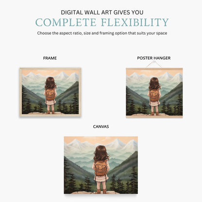 Girls Adventure Nursery Decor, Vintage Wall Art, Hiking Theme - WildfieldPrints
