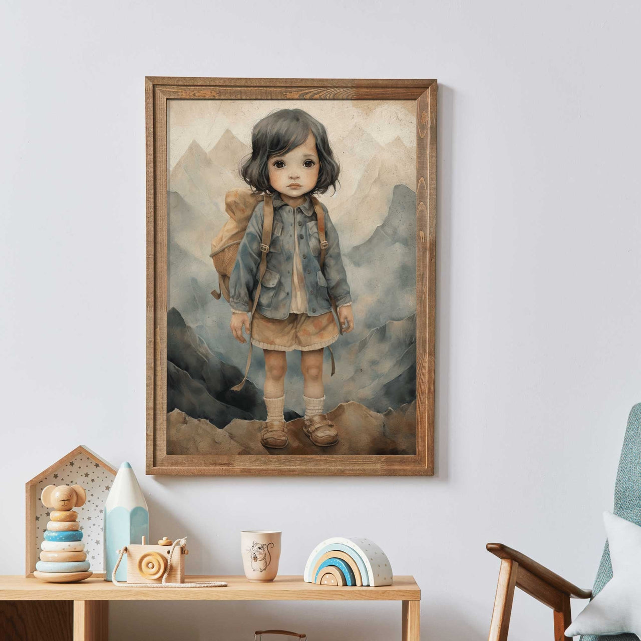 Fearless Girl Mountain Print – Adventure Nursery Wall Decor