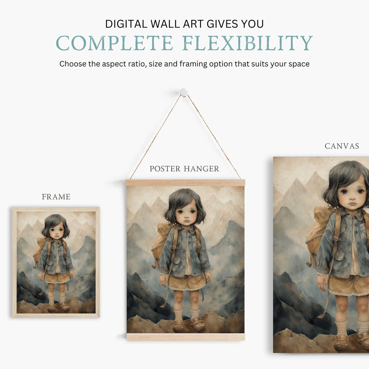 Fearless Girl Mountain Print – Adventure Nursery Wall Decor