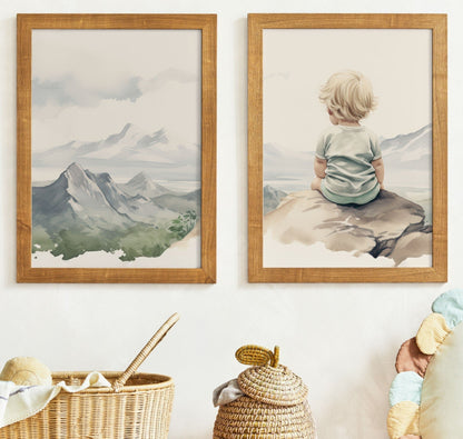 Girl's Nursery Adventure Art, Mountain Theme Decor, Kids Room Wall Decor - WildfieldPrints