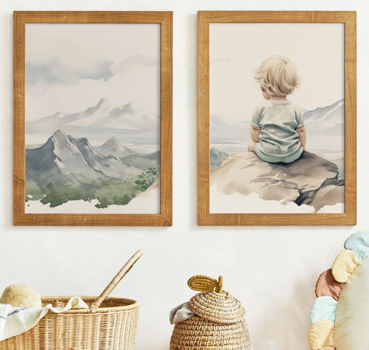 Girl's Nursery Adventure Art, Mountain Theme Decor, Kids Room Wall Decor - WildfieldPrints