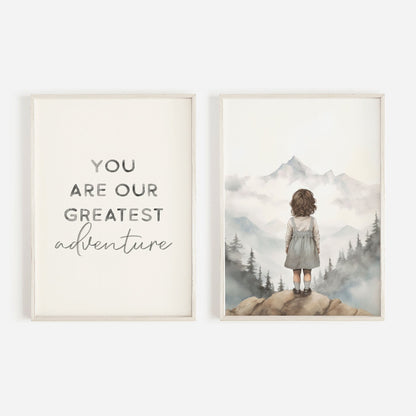 Girls Nursery Love Quote Wall Art, You Are Our Greatest Adventure, Vintage Style Decor - WildfieldPrints
