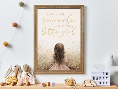 Girls Nursery Quote, Such a Big Miracle in a Little Girl, Wildflower Decor - WildfieldPrints