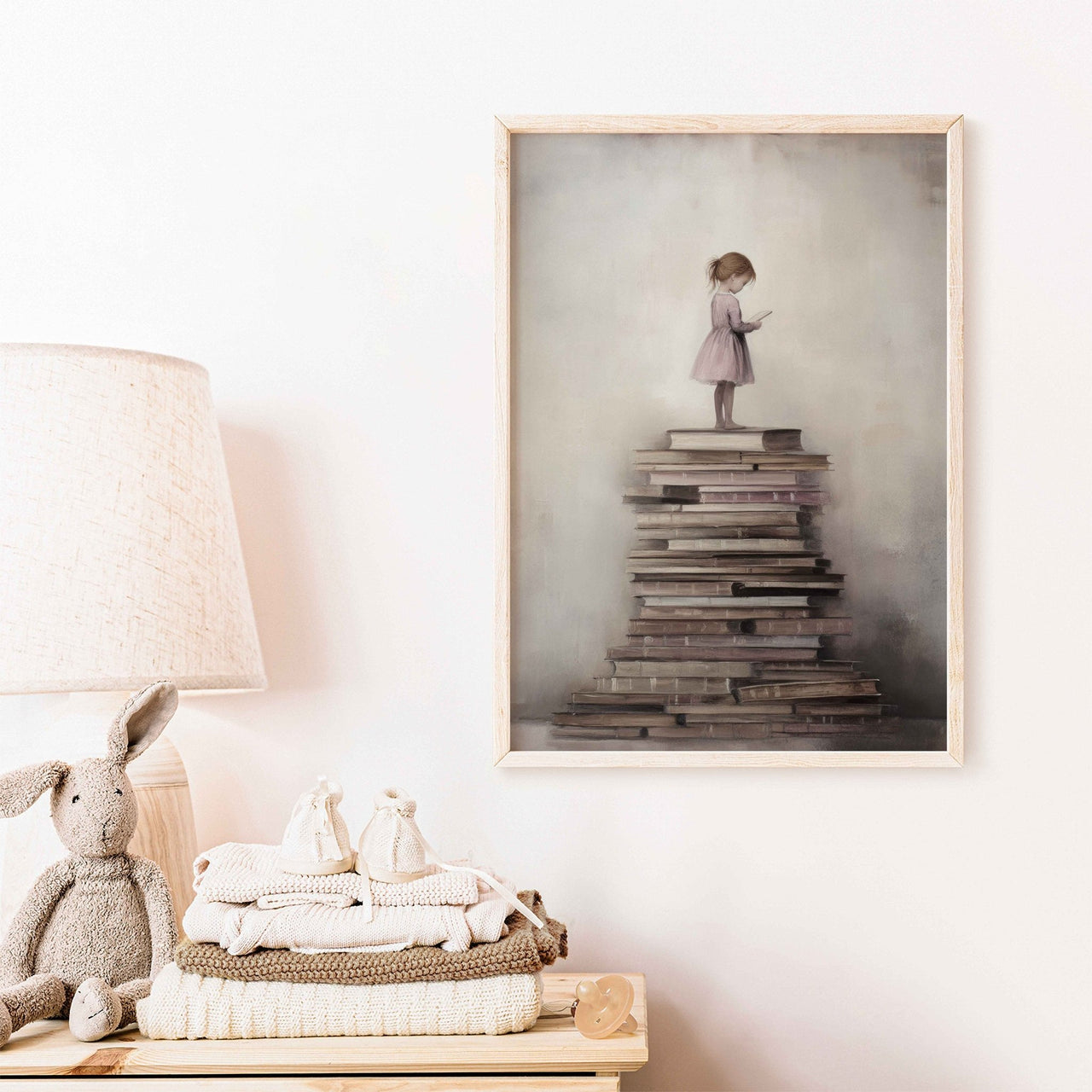 Brown - Haired Girl Wall Art – Vintage Nursery Print for Study Room