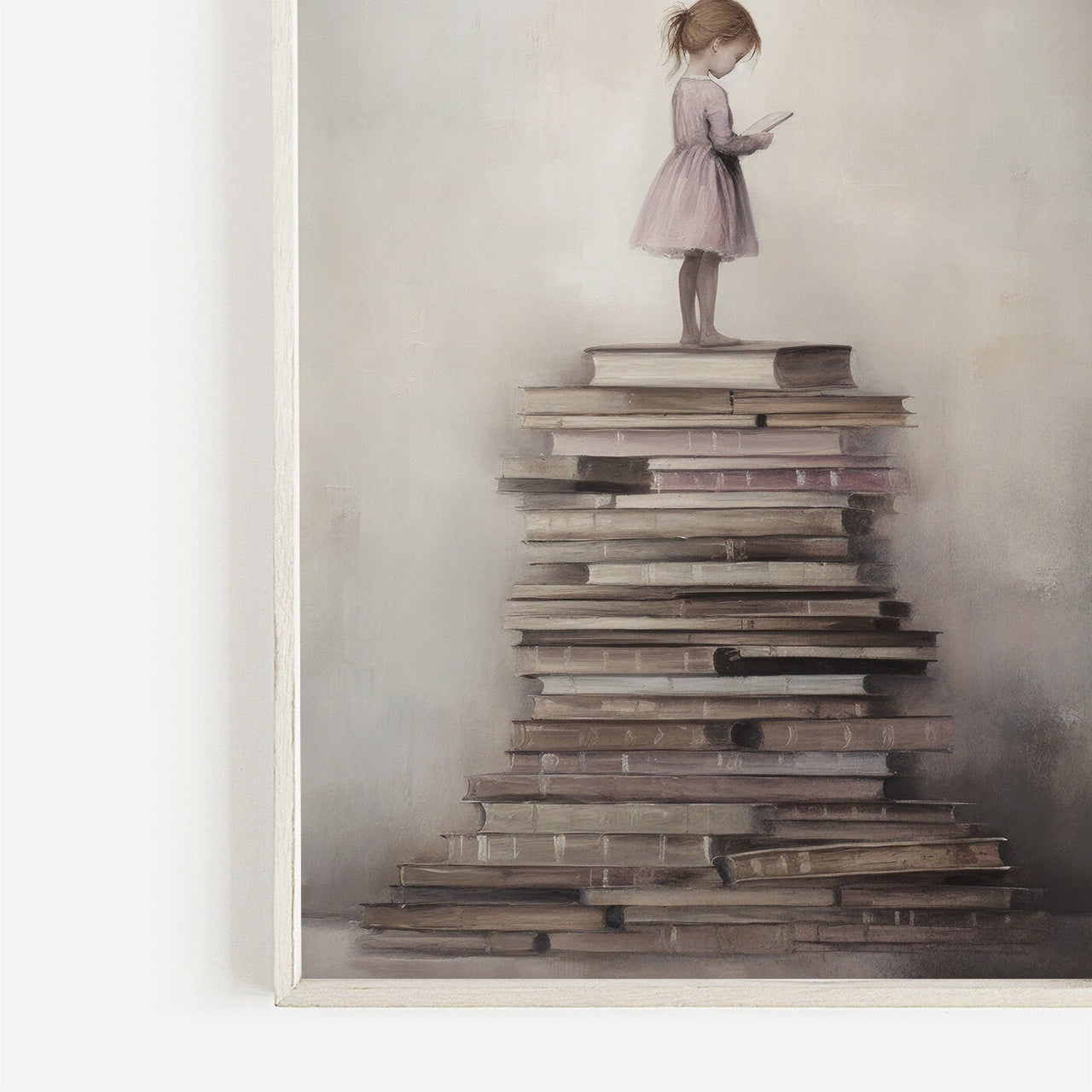 Brown - Haired Girl Wall Art – Vintage Nursery Print for Study Room