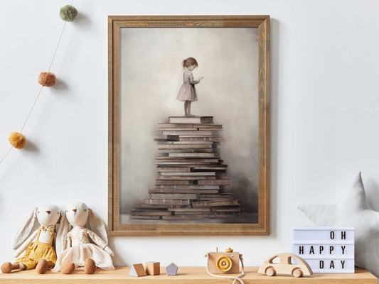 Girls Reading Decor, Vintage Art for Nursery and Study Room - WildfieldPrints