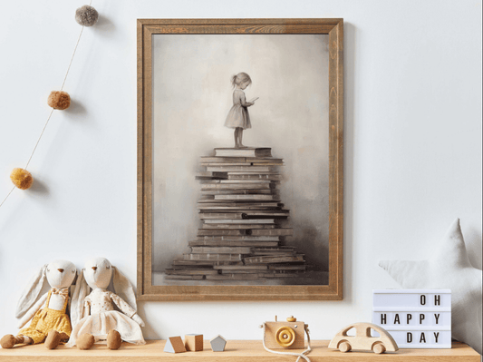 Girls Reading Decor, Vintage Art for Nursery and Study Room - WildfieldPrints