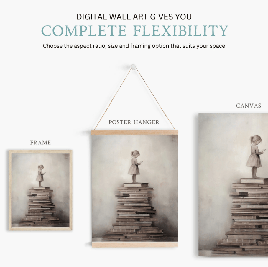 Girls Reading Decor, Vintage Art for Nursery and Study Room - WildfieldPrints