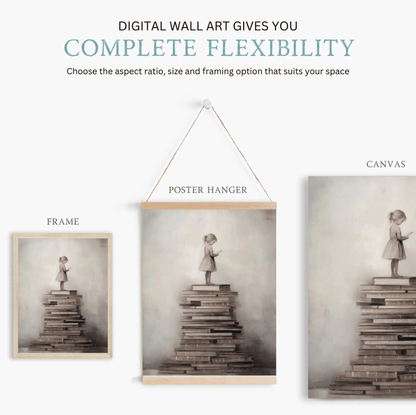 Girls Reading Decor, Vintage Art for Nursery and Study Room - WildfieldPrints