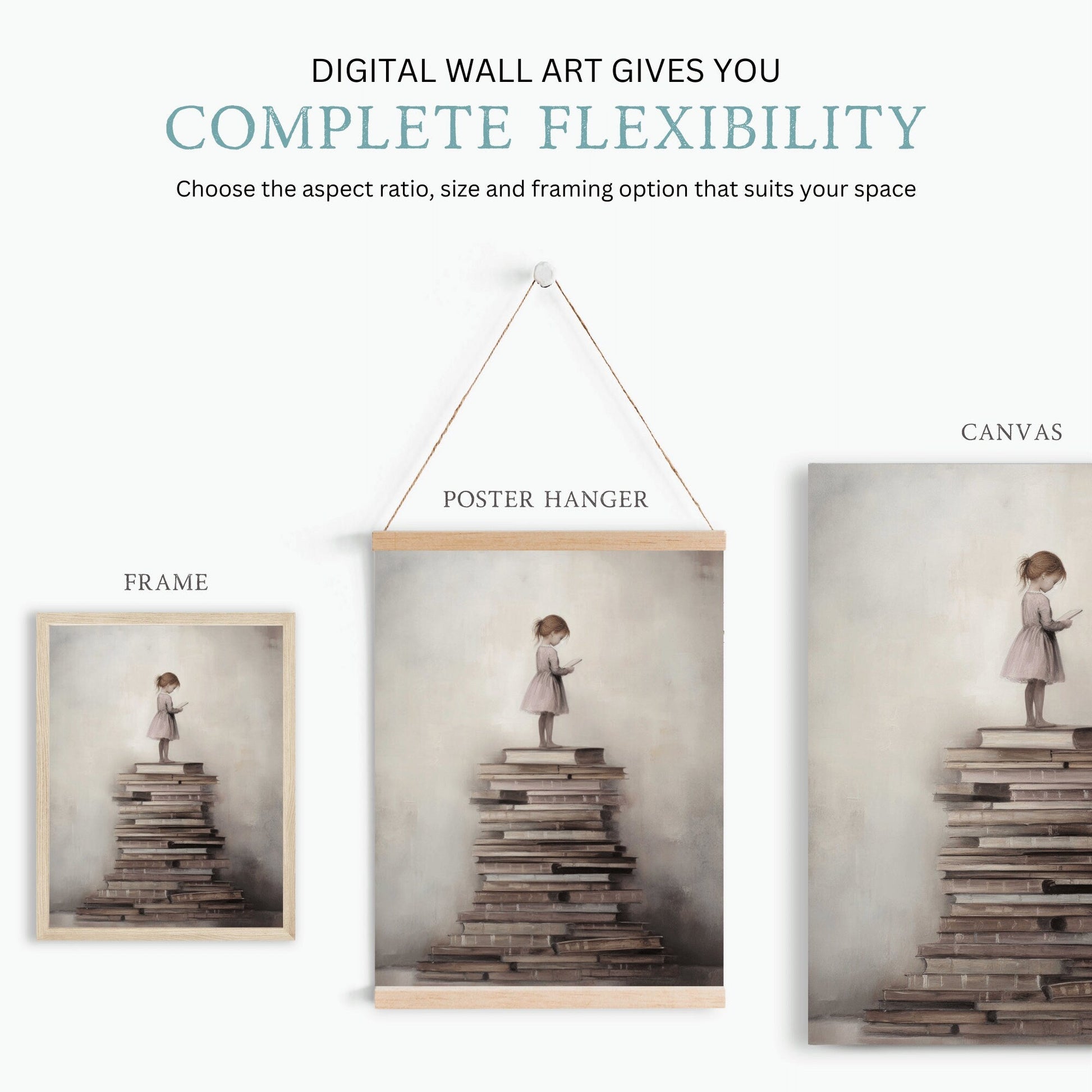 Girls Reading Decor, Vintage Art for Nursery and Study Room - WildfieldPrints