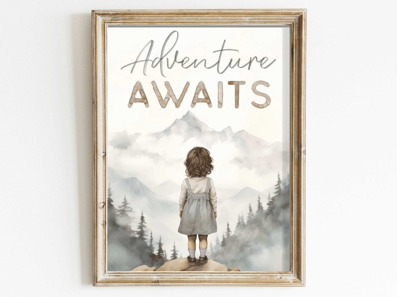 Adventure Awaits Print – Camping Toddler Wall Decor for Girls Room