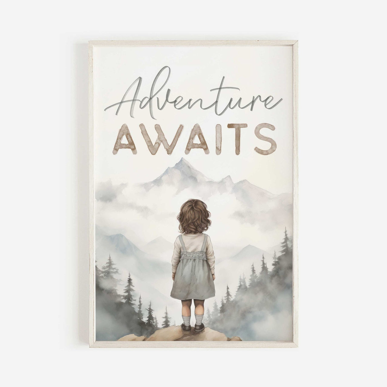 Adventure Awaits Print – Camping Toddler Wall Decor for Girls Room