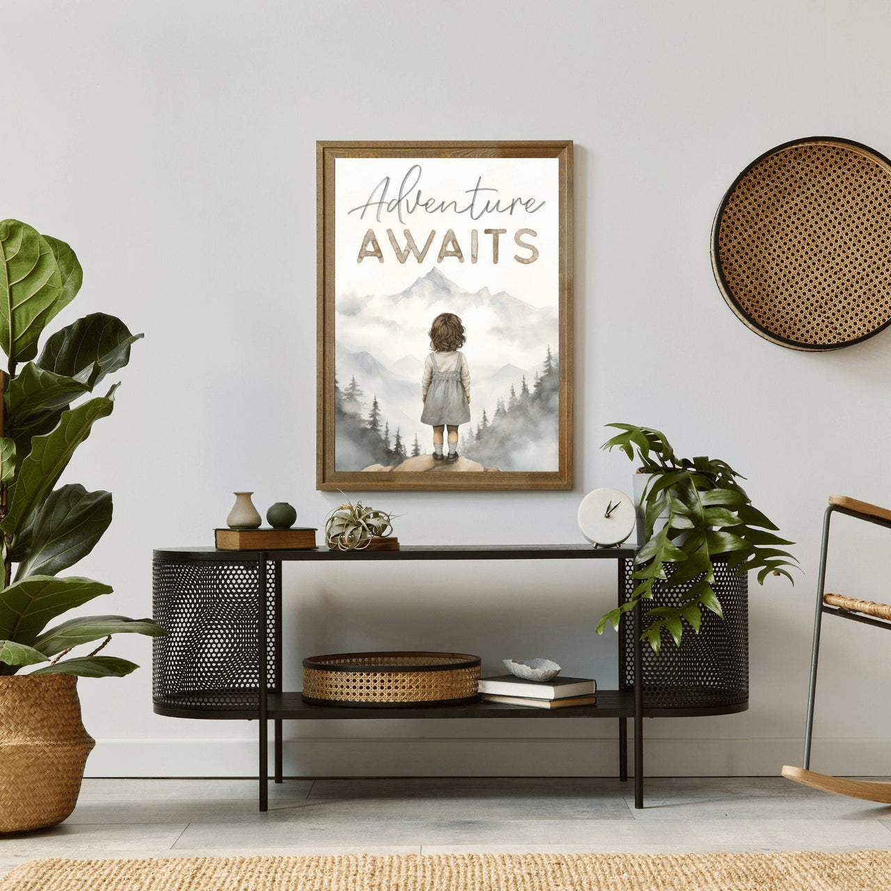 Adventure Awaits Print – Camping Toddler Wall Decor for Girls Room