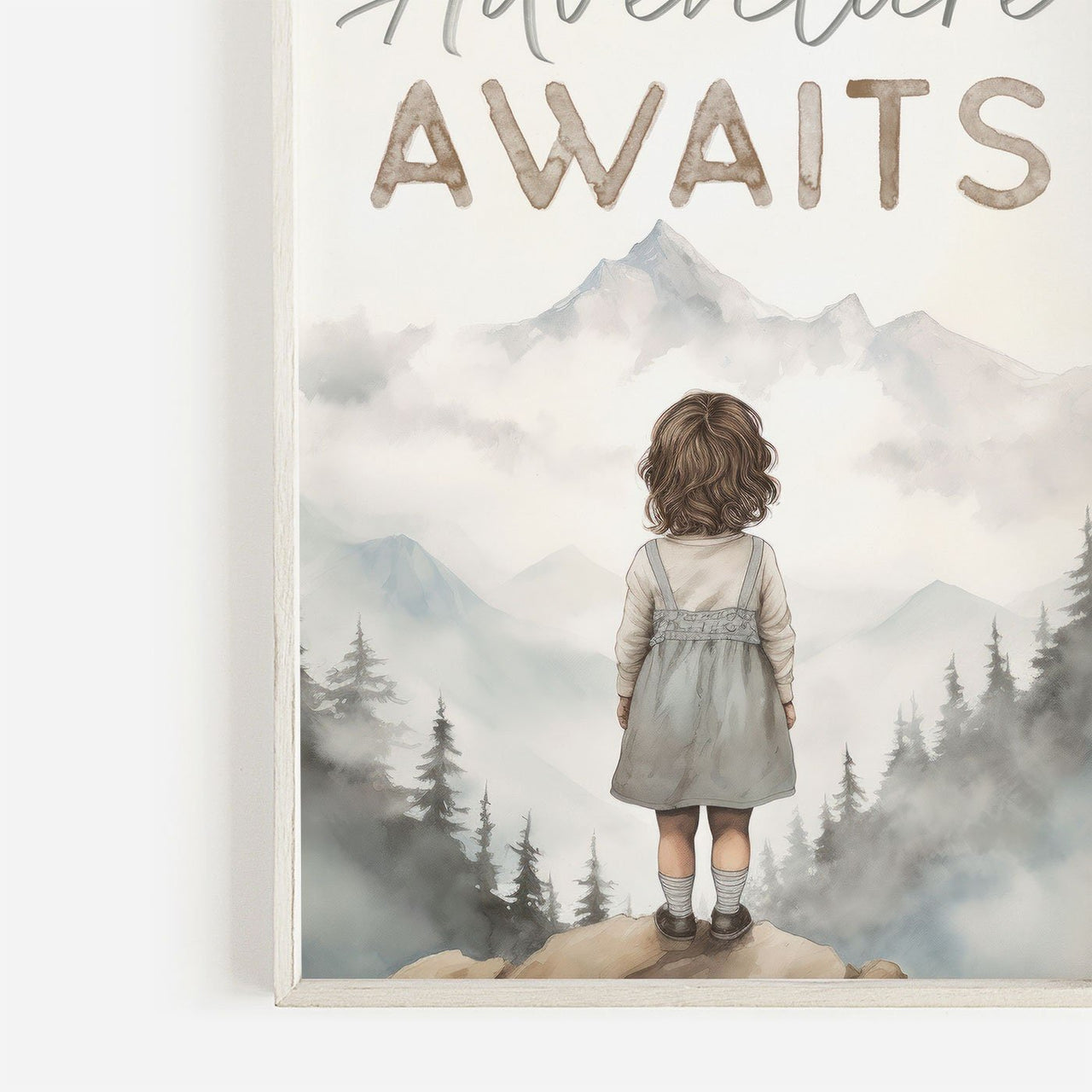 Adventure Awaits Print – Camping Toddler Wall Decor for Girls Room