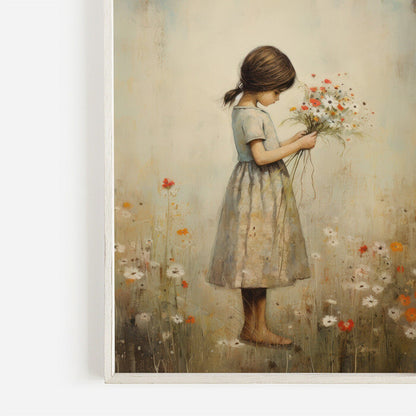 Girly Nursery Wall Art, Vintage Girls Room Decor, Floral Print - WildfieldPrints