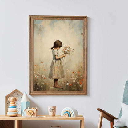 Girly Nursery Wall Art, Vintage Girls Room Decor, Floral Print - WildfieldPrints