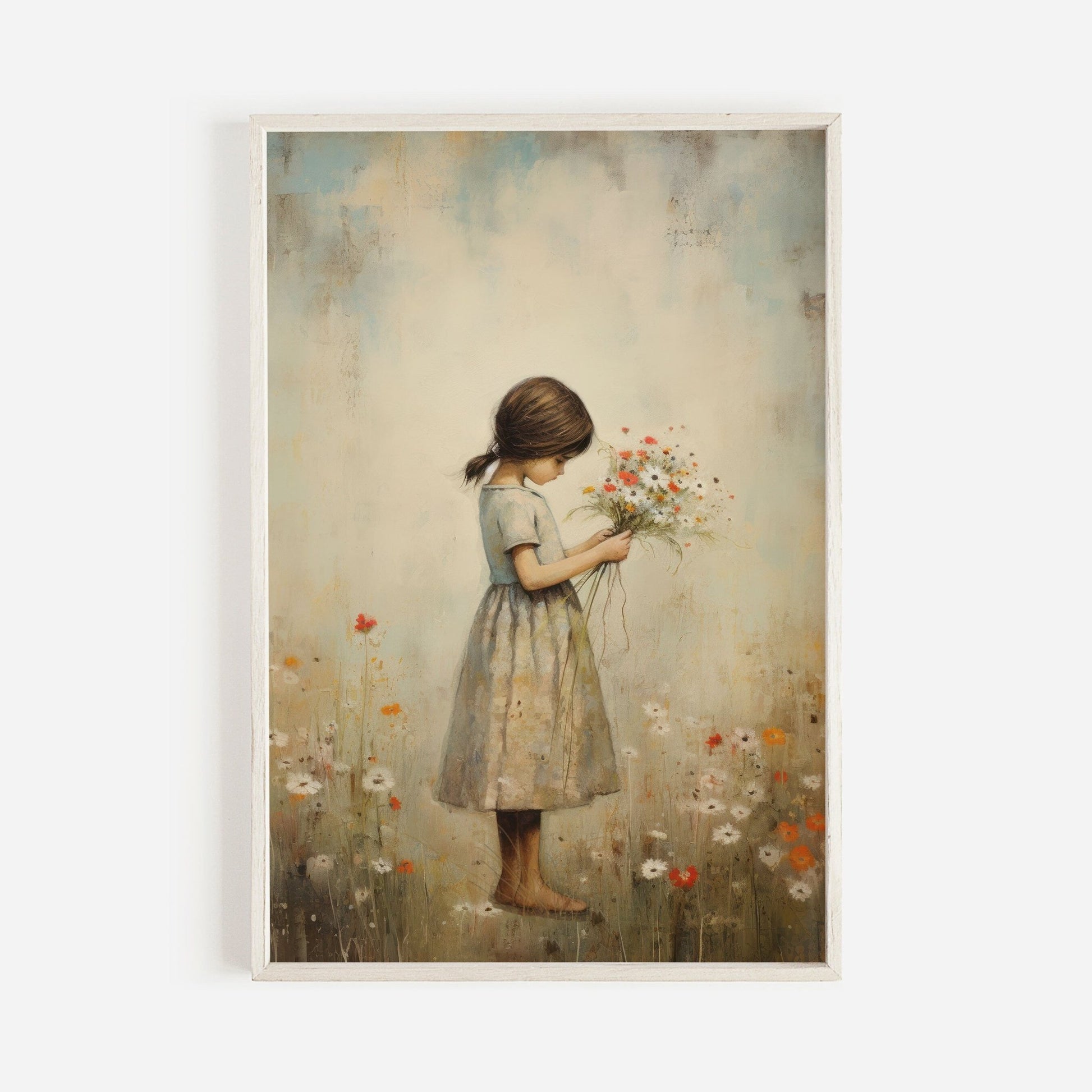 Girly Nursery Wall Art, Vintage Girls Room Decor, Floral Print - WildfieldPrints