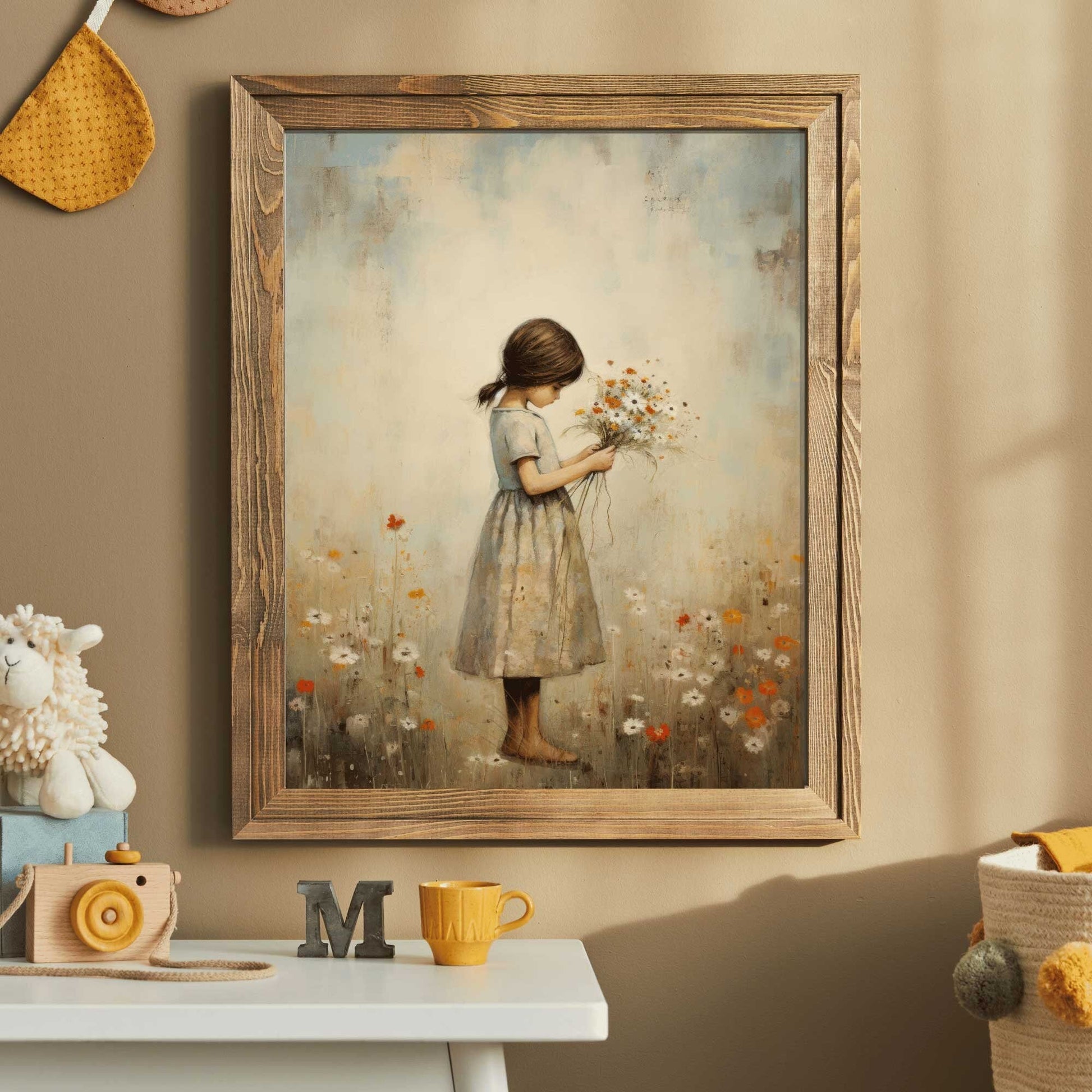 Girly Nursery Wall Art, Vintage Girls Room Decor, Floral Print - WildfieldPrints