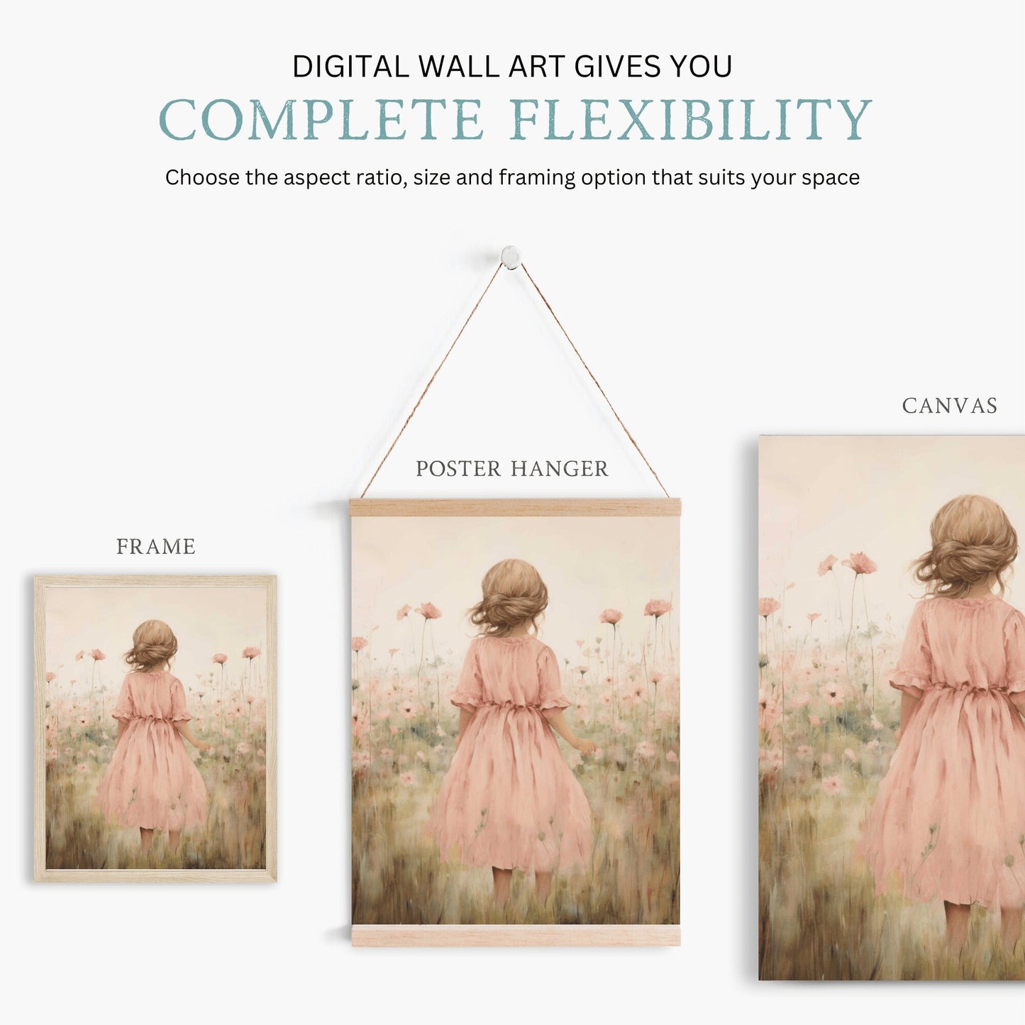 Girly Wall Art, Wildflower Nursery Decor, Cute Girl's Room Design - WildfieldPrints