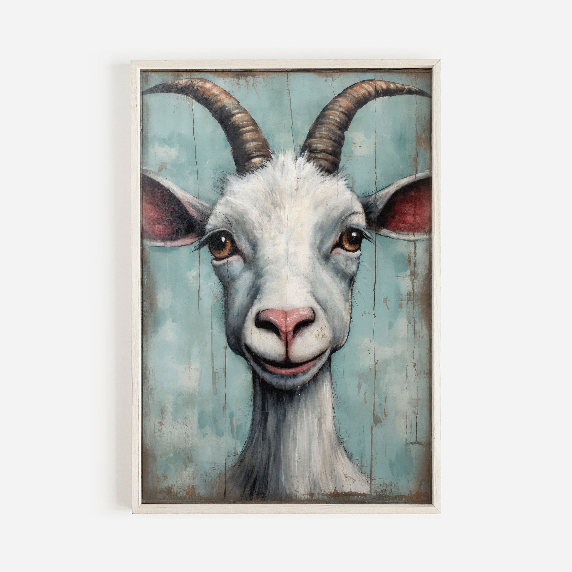 Goat Art Print, Rustic Animal Wall Decor, Farmhouse Home Accent - WildfieldPrints