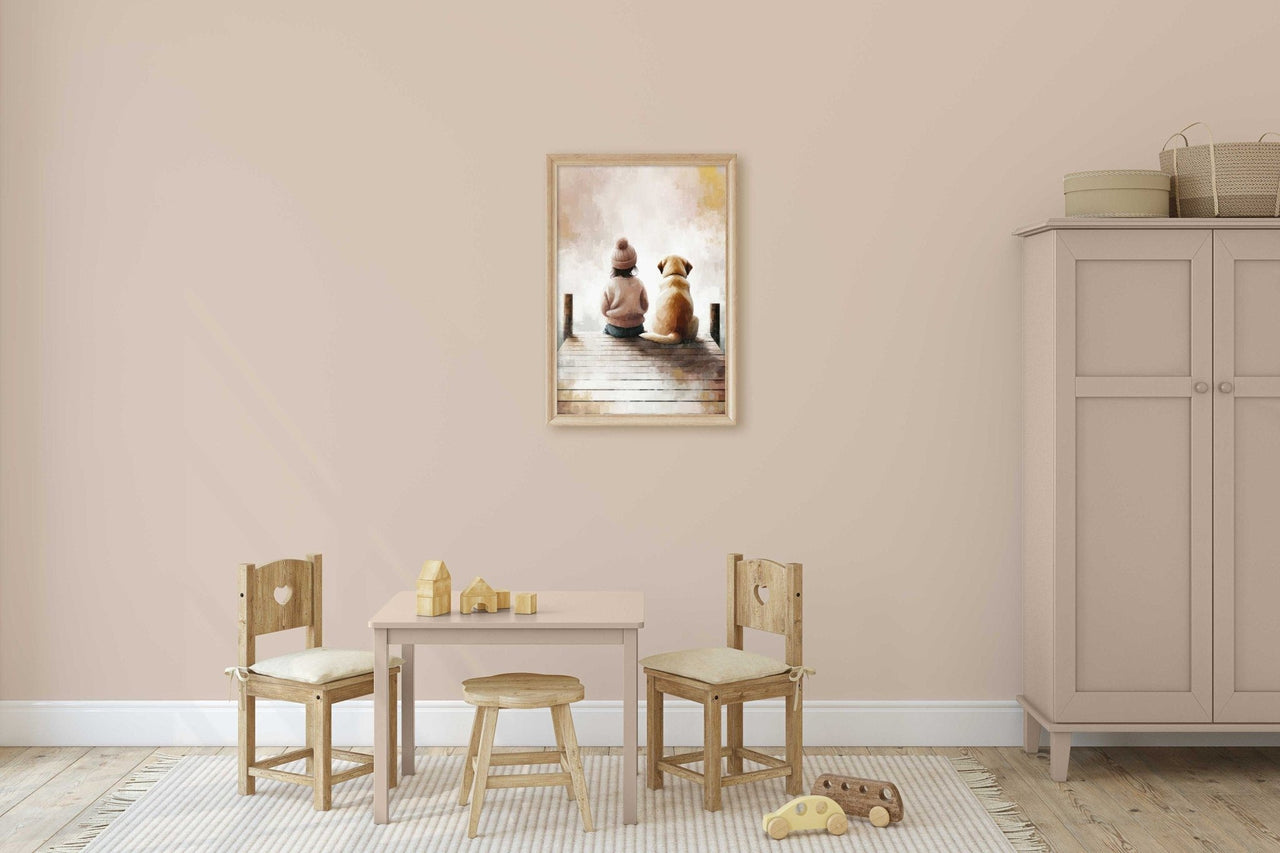 Golden Retriever Art Print – Dog Girls Room Wall Decor