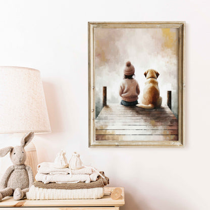 Golden Retriever Art Print, Dog Nursery Decor, Girl Room Wall Art - WildfieldPrints