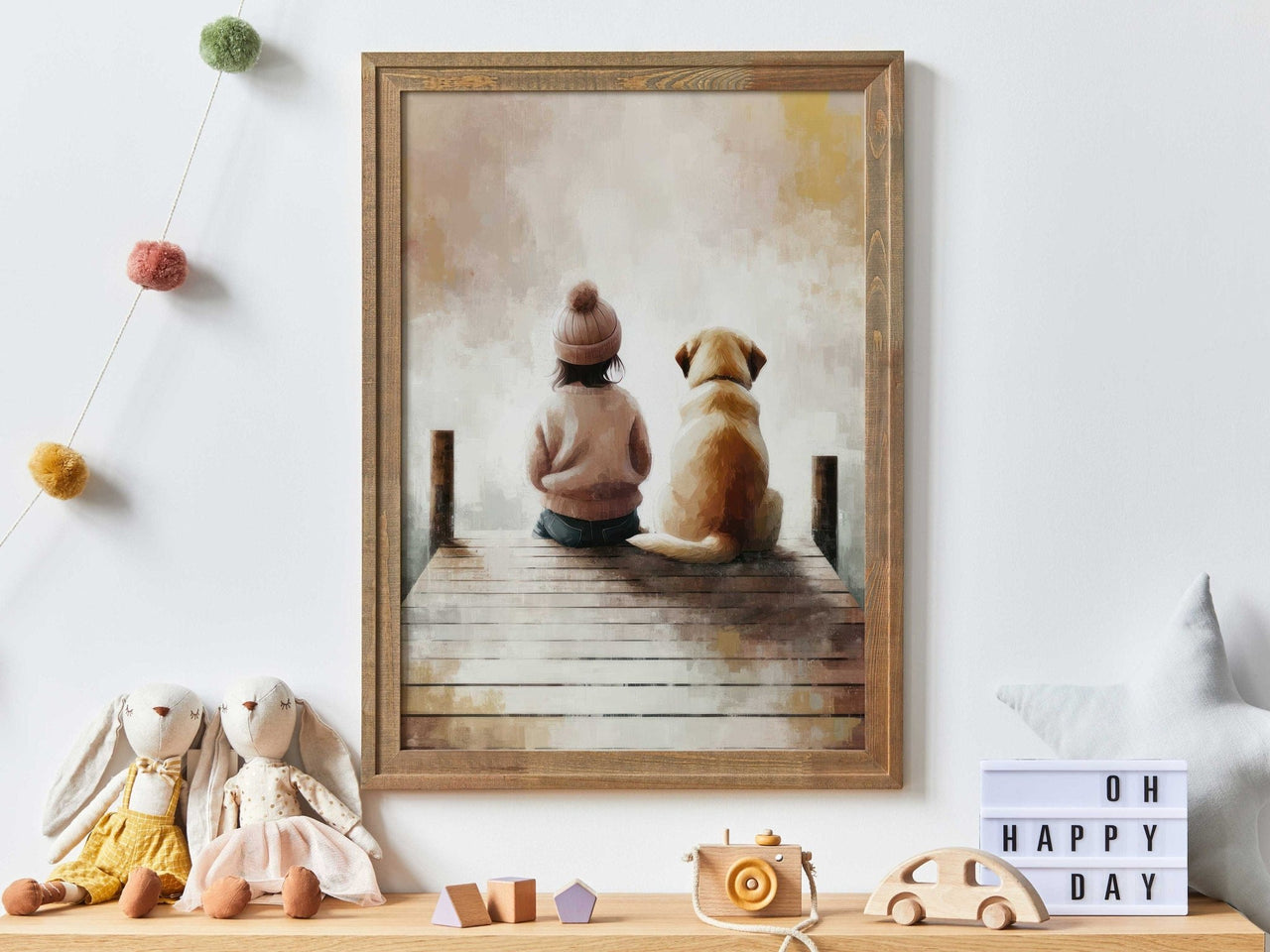 Golden Retriever Art Print – Dog Girls Room Wall Decor