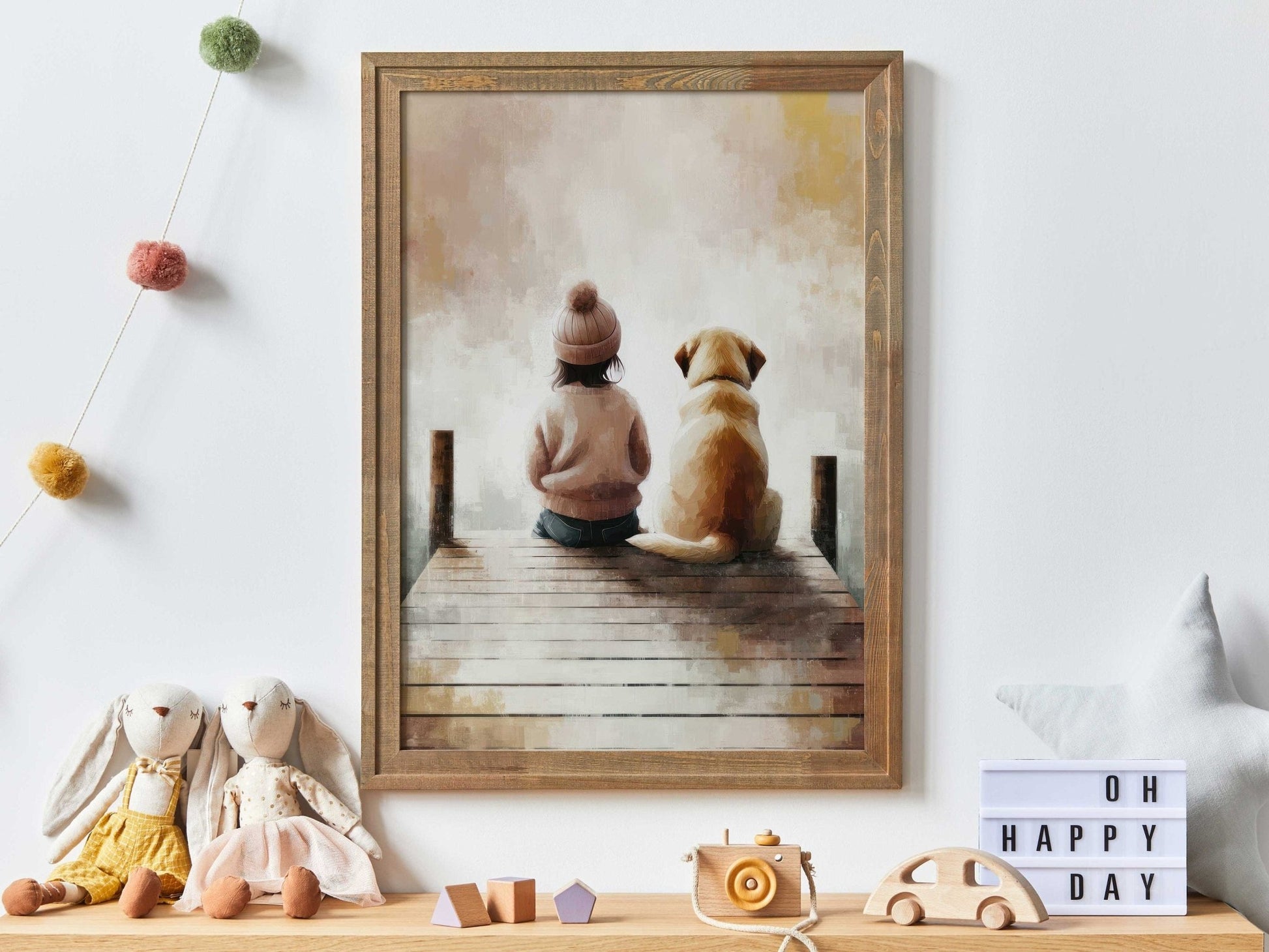 Golden Retriever Art Print, Dog Nursery Decor, Girl Room Wall Art - WildfieldPrints