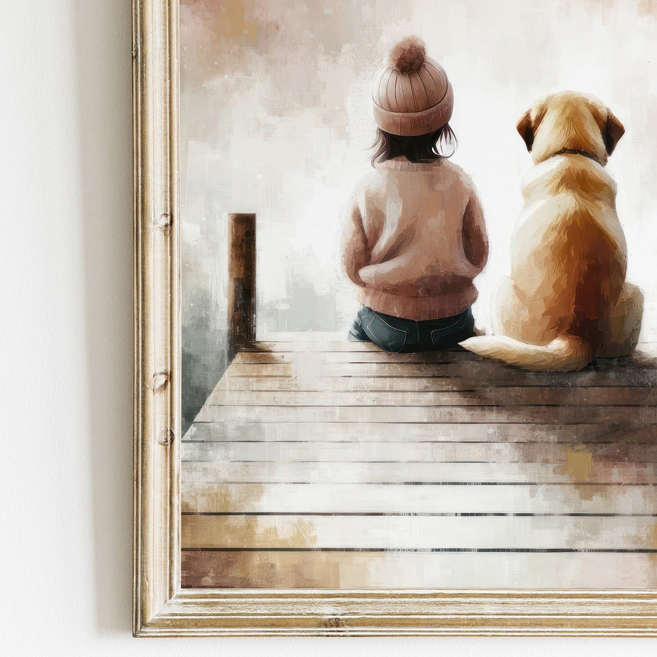 Golden Retriever Art Print – Dog Girls Room Wall Decor